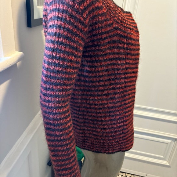 VTG PHILLIPE RONSARD.PARIS DESIGNER KNIT SWEATER JACKET TOP SZ S BLACK ORANGE - Picture 3 of 8